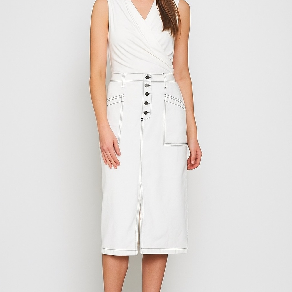 Anthropologie White Pencil Skirt
